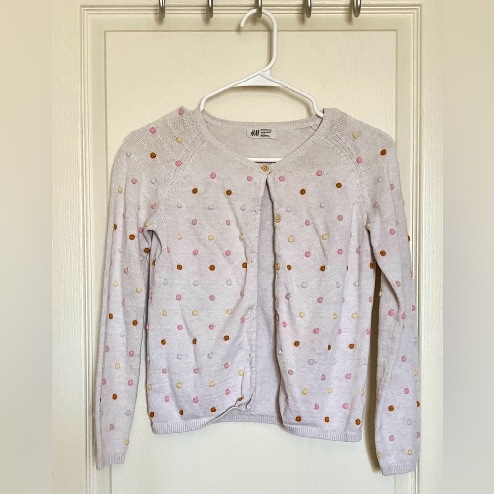 H&M Girls Multicolor Dot Cardigan Sweater – Size 10
